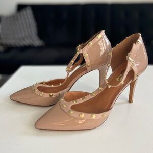 Elegant Nude Studded Women's Heels